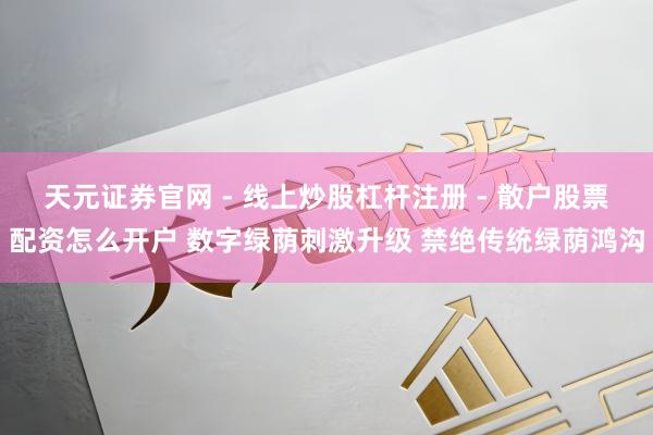天元证券官网 - 线上炒股杠杆注册 - 散户股票配资怎么开户 数字绿荫刺激升级 禁绝传统绿荫鸿沟