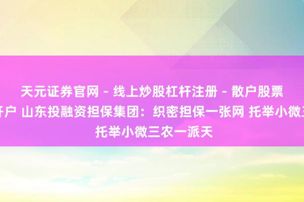 天元证券官网 - 线上炒股杠杆注册 - 散户股票配资怎么开户 山东投融资担保集团：织密担保一张网 托举小微三农一派天