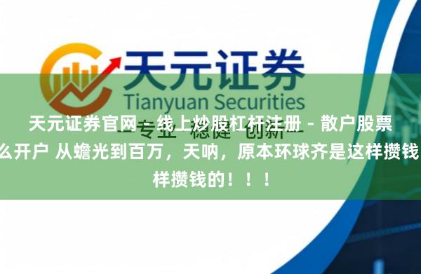 天元证券官网 - 线上炒股杠杆注册 - 散户股票配资怎么开户 从蟾光到百万，天呐，原本环球齐是这样攒钱的！！！