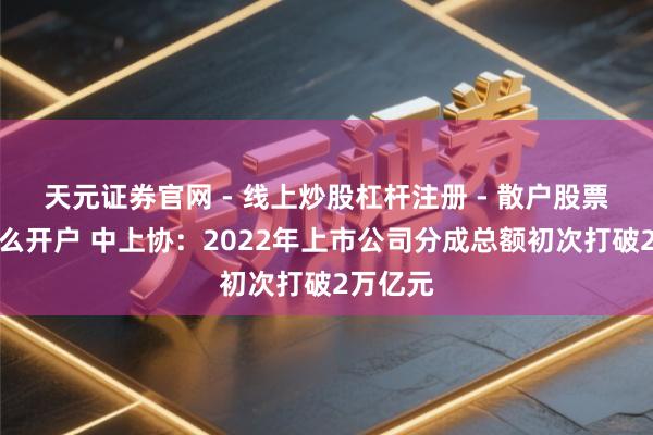 天元证券官网 - 线上炒股杠杆注册 - 散户股票配资怎么开户 中上协：2022年上市公司分成总额初次打破2万亿元