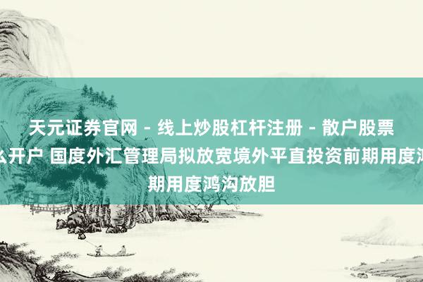 天元证券官网 - 线上炒股杠杆注册 - 散户股票配资怎么开户 国度外汇管理局拟放宽境外平直投资前期用度鸿沟放胆