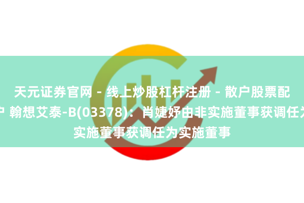天元证券官网 - 线上炒股杠杆注册 - 散户股票配资怎么开户 翰想艾泰-B(03378)：肖婕妤由非实施董事获调任为实施董事
