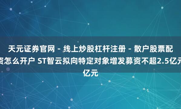 天元证券官网 - 线上炒股杠杆注册 - 散户股票配资怎么开户 ST智云拟向特定对象增发募资不超2.5亿元