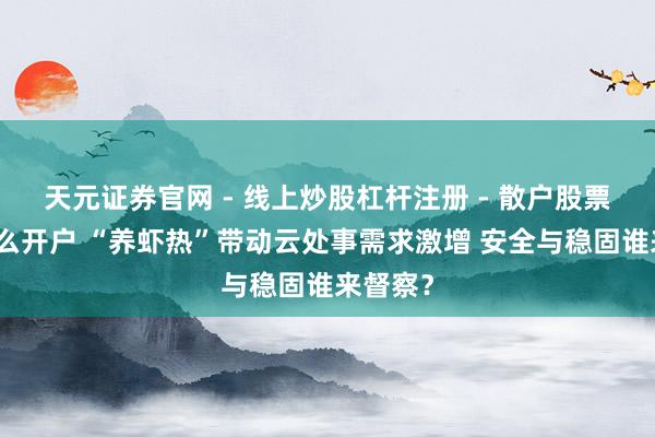 天元证券官网 - 线上炒股杠杆注册 - 散户股票配资怎么开户 “养虾热”带动云处事需求激增 安全与稳固谁来督察？
