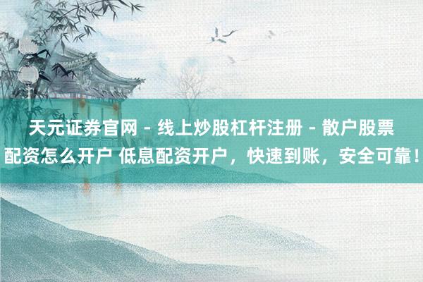 天元证券官网 - 线上炒股杠杆注册 - 散户股票配资怎么开户 低息配资开户，快速到账，安全可靠！
